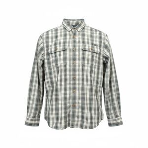 Eddie Bauer Gray Plaid Travel Casual Button-Down Shirt Sise L